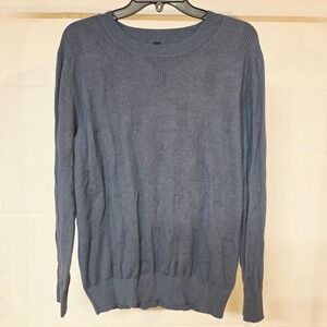 NWOT‎ Arach & Cloz Womens L Blue Textured Ribbed Block Crewneck Sweater Soft